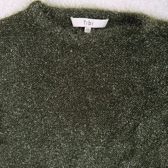 TIBI Gleam Metallic Green Sweater Maxi Dress XS - Picture 3 of 5